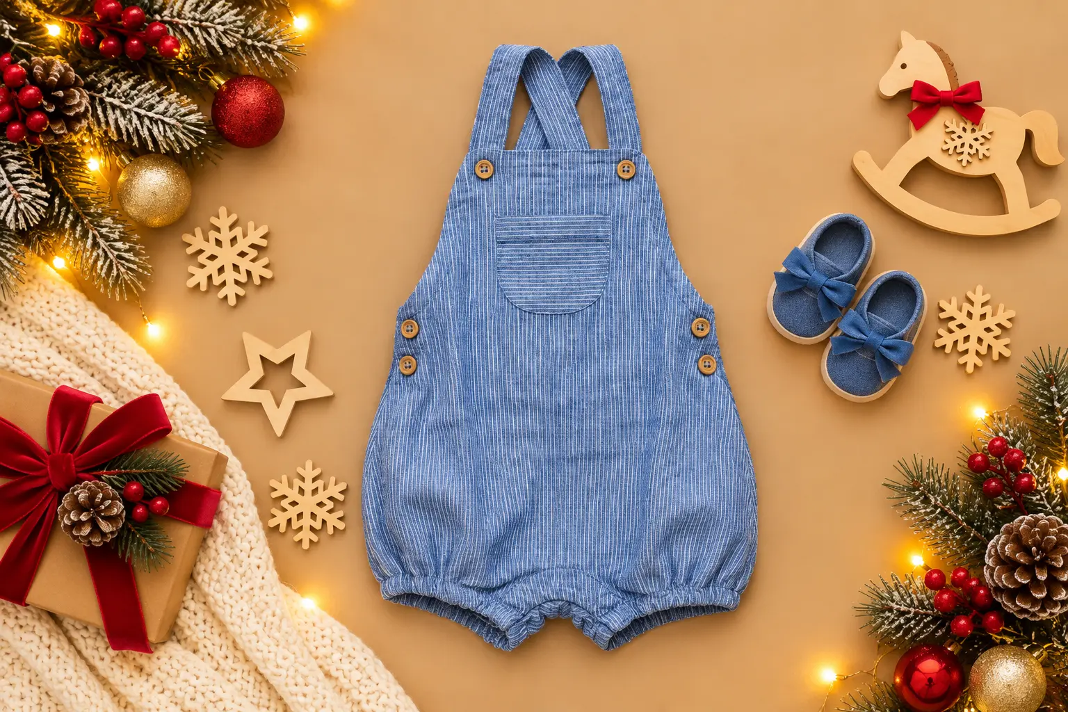 Salopetă casual-chic din chambray denim cu dungulițe