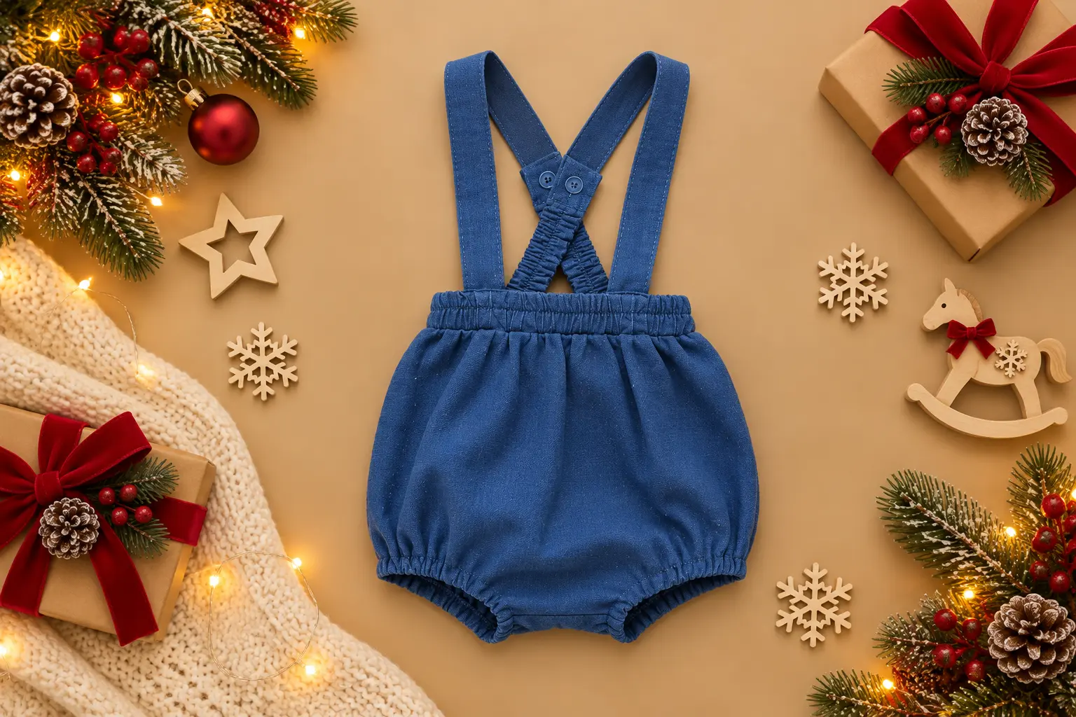 Salopetă din tricot fin albastru safir